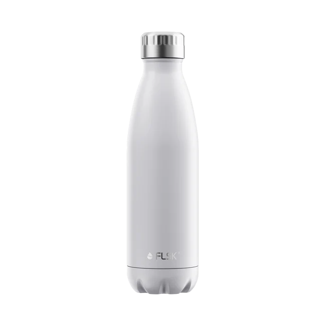 FLSK Edelstahl Trinkflasche Weiß 500ml - Isoliert & Robust