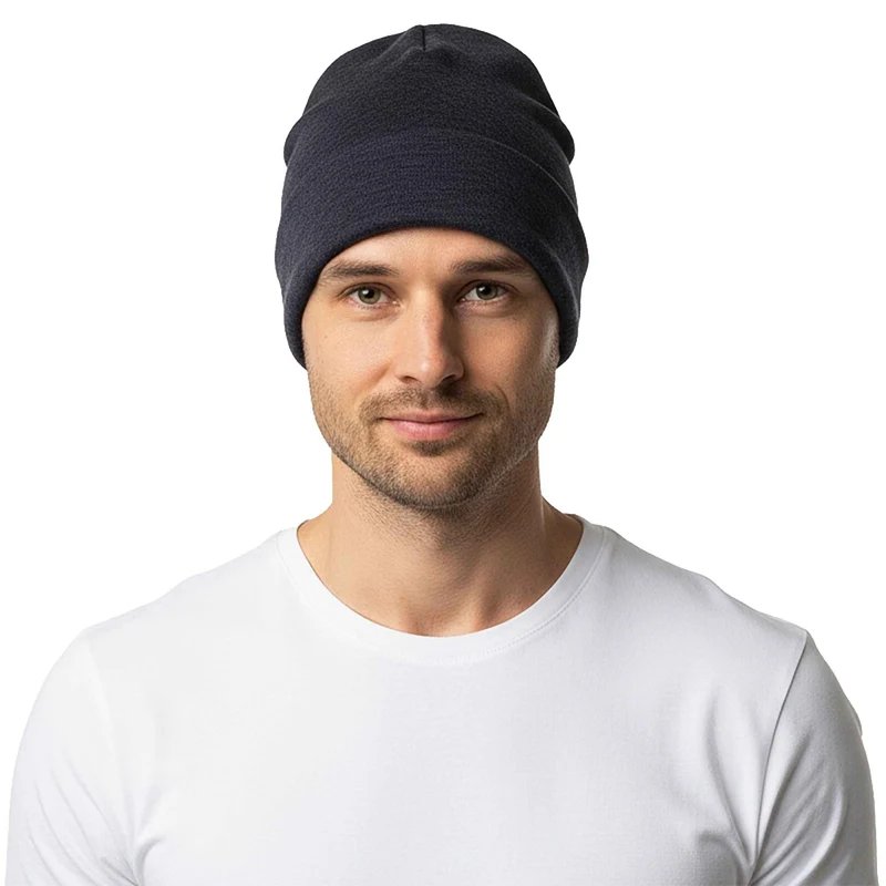 Bleiben Sie kuschelig und stilvoll mit unserer blauen Wintermütze aus Merinowolle – Einheitsgröße