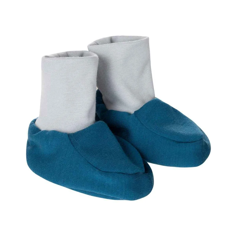 Babyschuhe aus Merinowolle mit Futter in Türkisblau