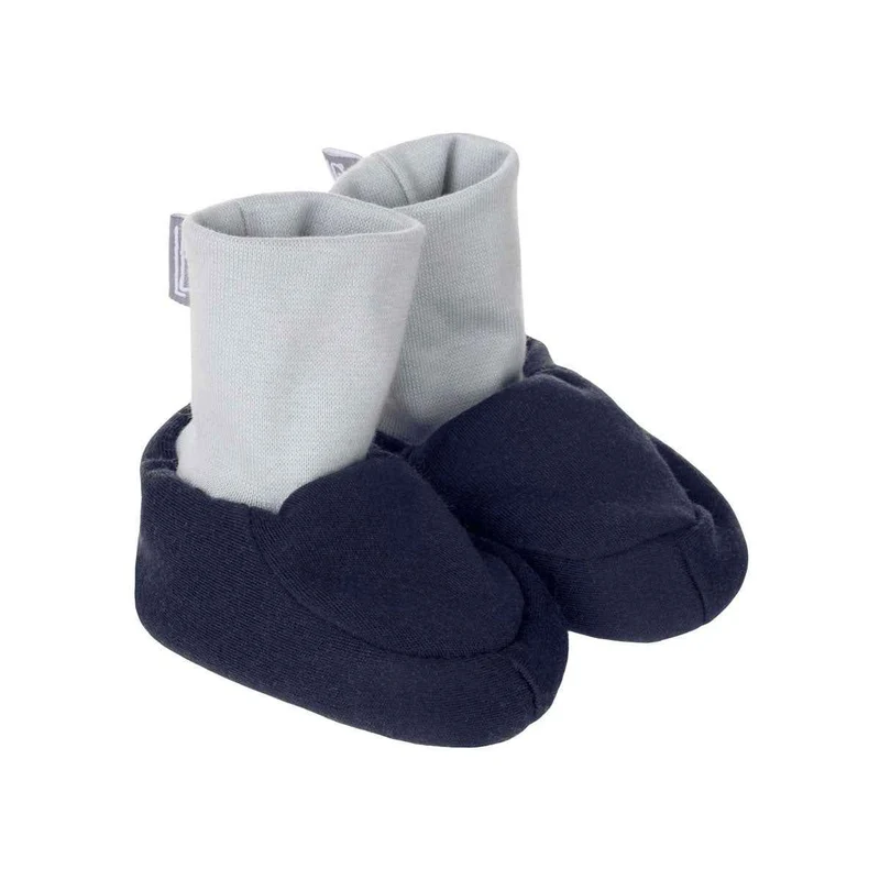 Blau gefütterte Babyschuhe aus Merinowolle