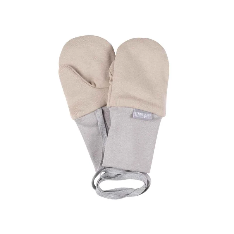 Beige Babyfäustlinge aus Merinowolle mit Daumen
