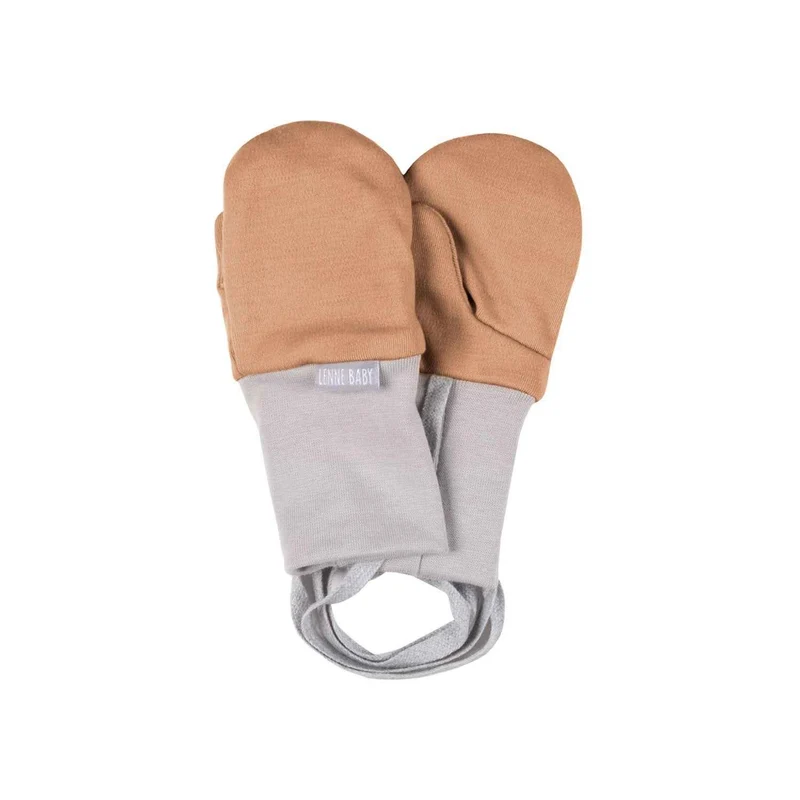 Braune Babyfäustlinge aus Merinowolle mit Daumen