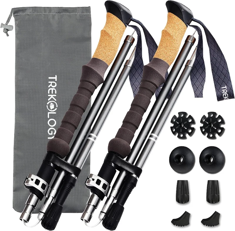 TREKOLOGY Trek-Z Collapsible Trekking Poles with Cork Grips (CA)