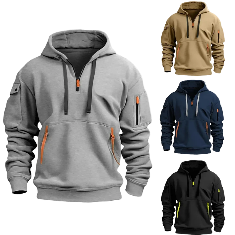 Winddichte Kapuzenjacke für Herren - S-4XL Lässige Patchwork-Strickjacke für Frühling/Herbst