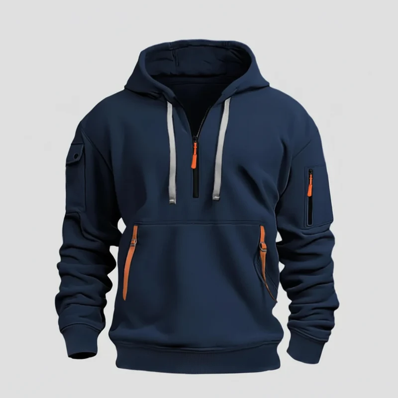 Winddichte Kapuzenjacke für Herren – Lässiger Patchwork-Mantel mit Reißverschluss, Größen S-4XL