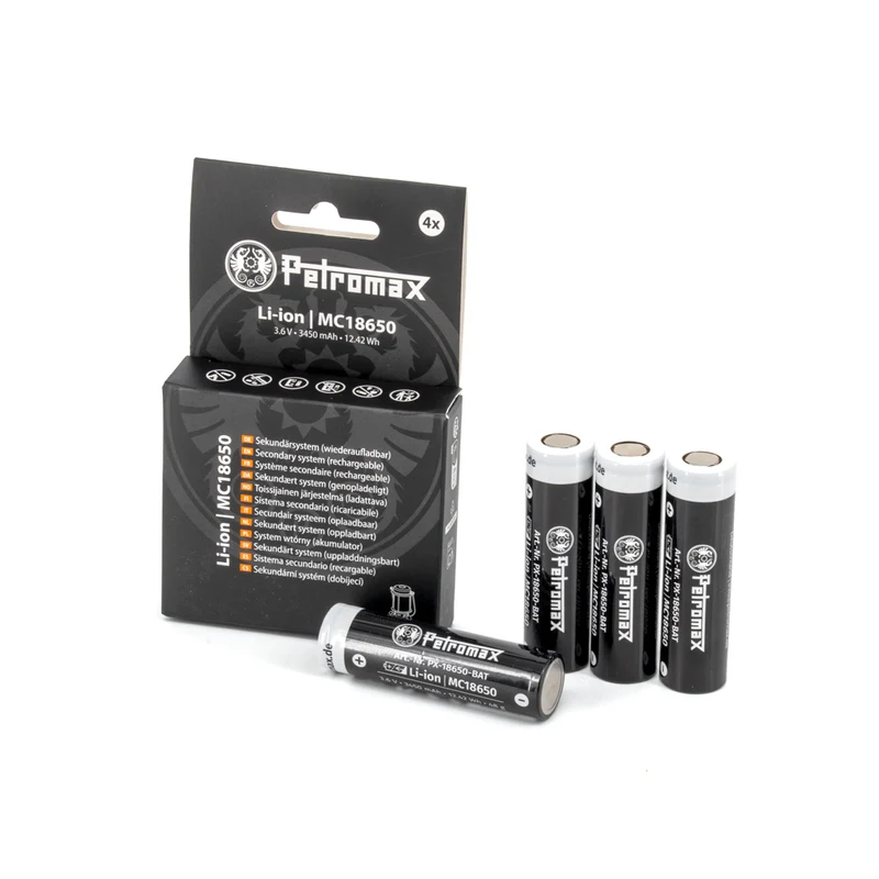 Wiederaufladbare Li-Ion Akkus 18650 – 3,6 V, 3450 mAh - 4er-Pack, ungeschützt