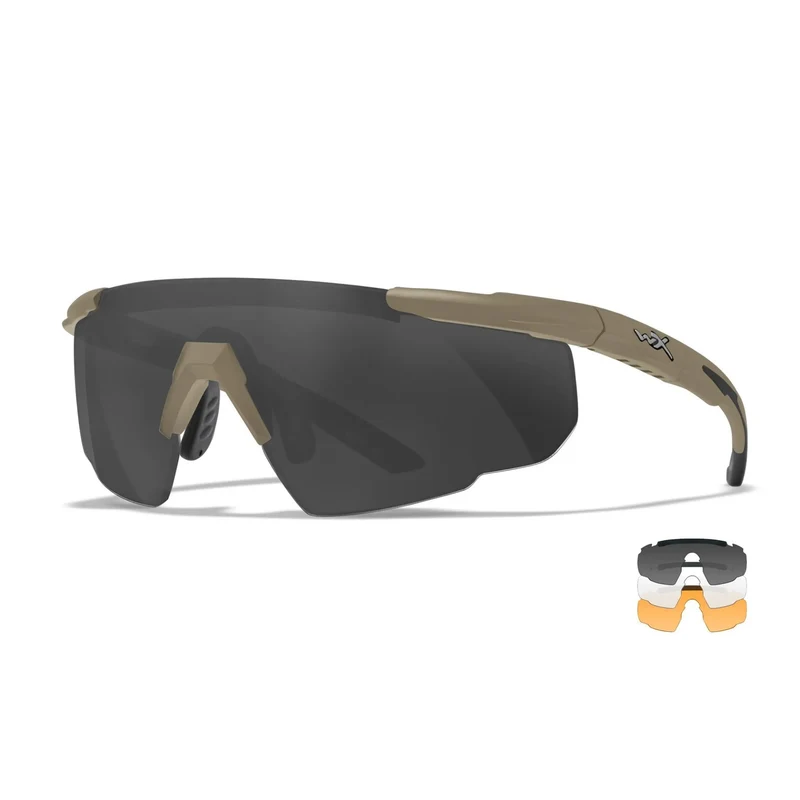 Wiley X SABER ADVANCED Schutzbrille tan - grey/clear/orange