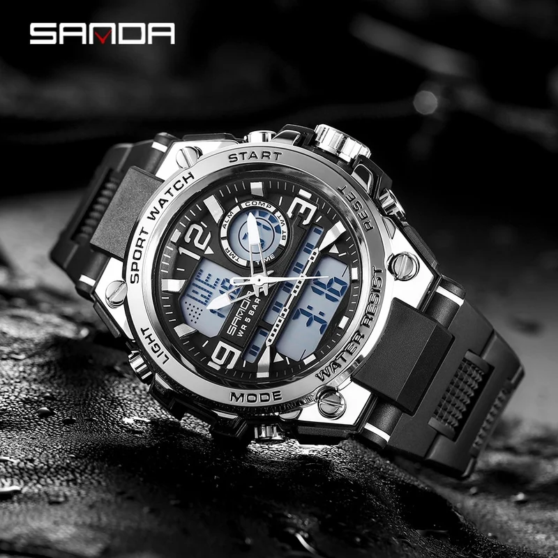 SANDA LED Digital Sports Dual Display Uhr