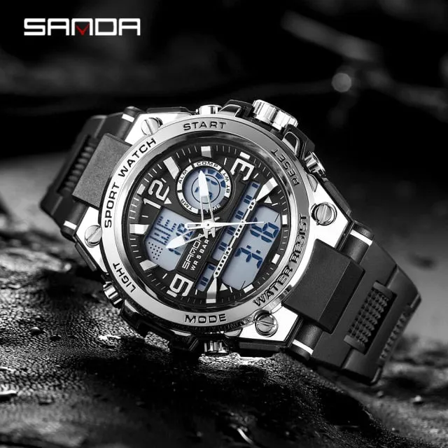 SANDA LED Digital Sports Dual Display Uhr