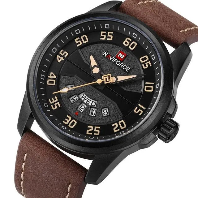 NAVIFORCE Lederuhr in Militärqualität
