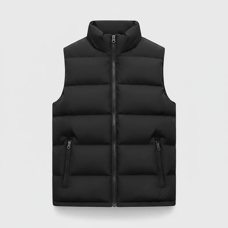 Herren Warme ärmellose Weste Winterjacke Wasserdicht Reißverschlussmantel Herbst Stehkragen Freizeitweste Markenbekleidung