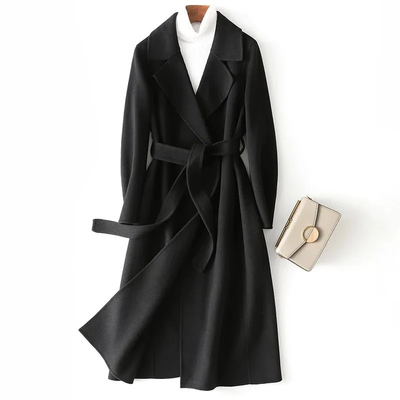 Herbstlicher Kaschmirmantel - Elegante Wolljacke mit Gürtel