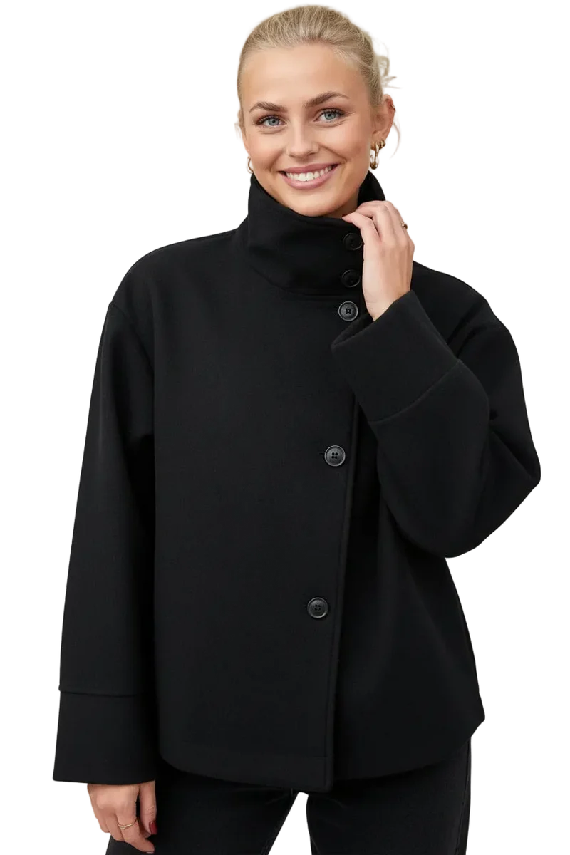 Wollmantel mit Stehkragen – Stilvolle, lässige Herbstjacke für Damen