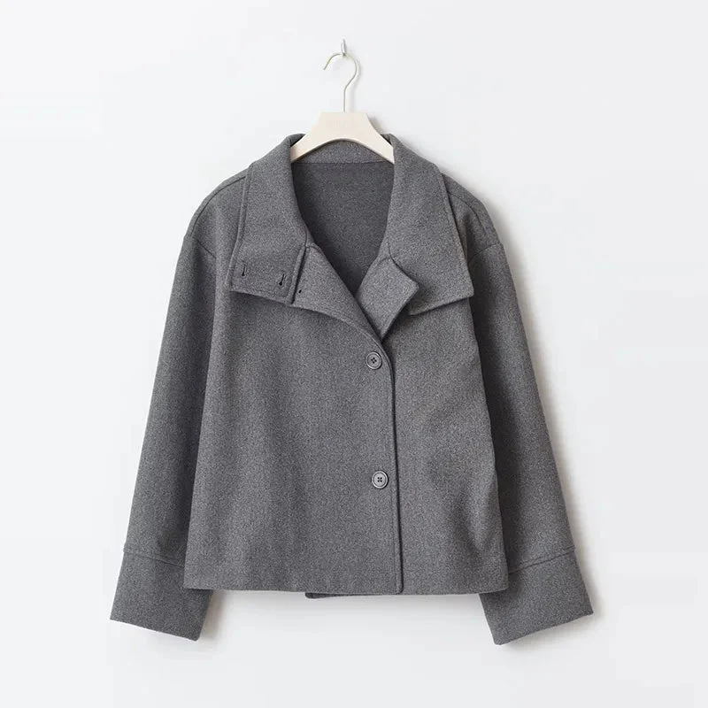 Wollmantel mit Stehkragen – Stilvolle, lässige Herbstjacke für Damen