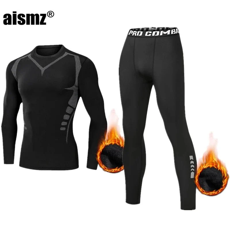 Thermounterwäsche-Set für Herren im Winter – Kompressions-Fleece-Unterwäsche, lange Unterwäsche, erste Schicht Sportbekleidung