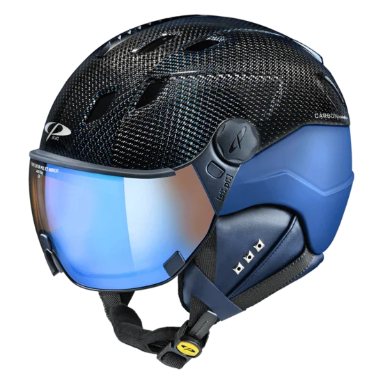 CP CORAO + CARBON Ski-Snowboardhelm blue carbon shiny / blue soft touch Unisex