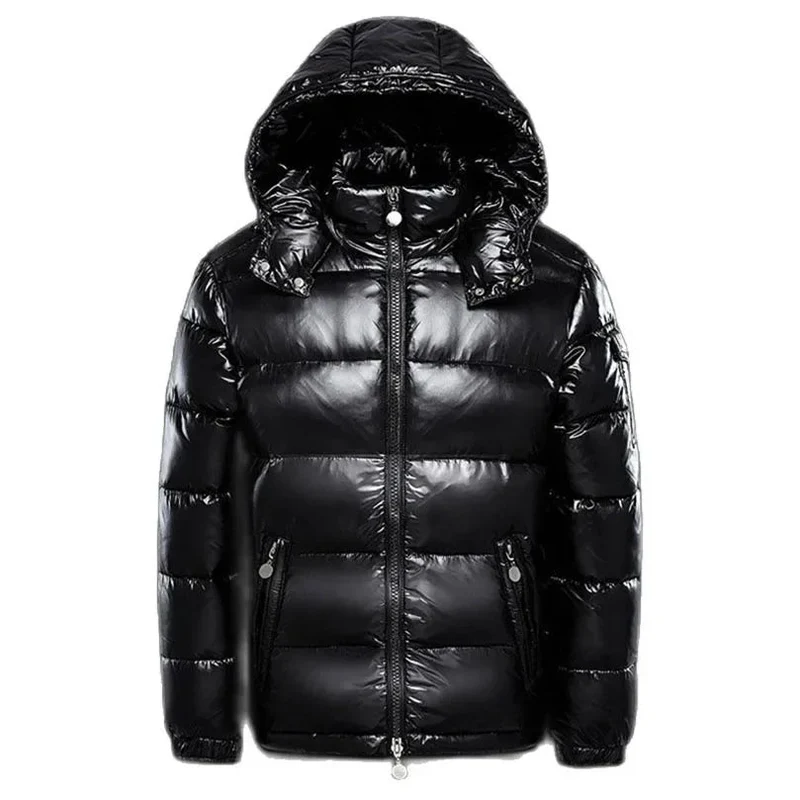 Herren Winterparka mit abnehmbarer Mütze, Kapuzenmantel, weiße Daunenjacke, dicker, warmer Parka