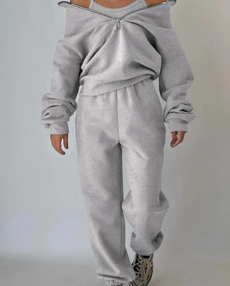 Stilvoll und gemütlich: Das elegante Trainingsanzug-Set für Damen für Herbst und Winter