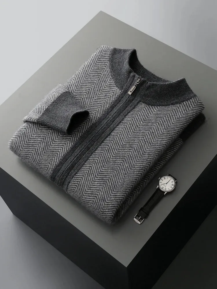 Verleihen Sie Ihrem Stil mit unserem Herren-Cardigan-Set aus Merinowolle das gewisse Etwas.