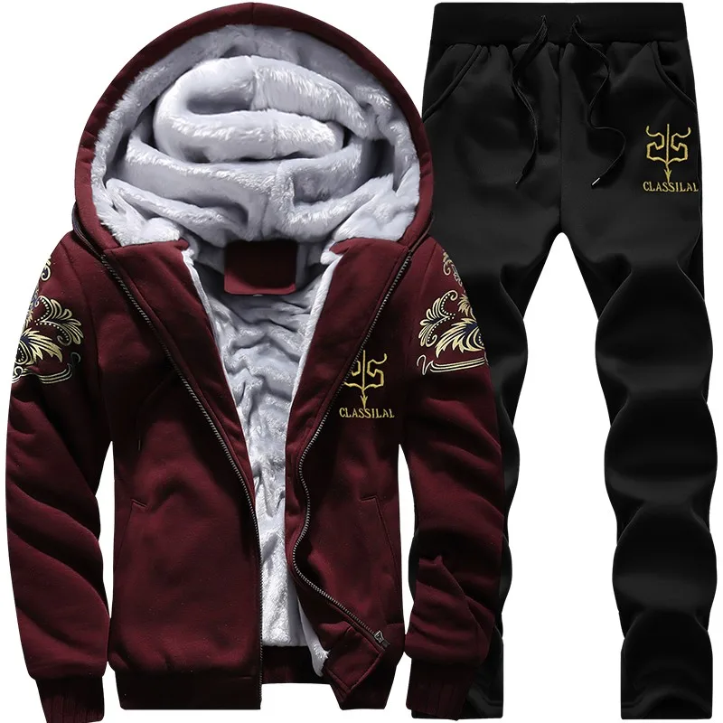 KLASSISCHES warmes Winter-Hoodie- und Hosen-Set