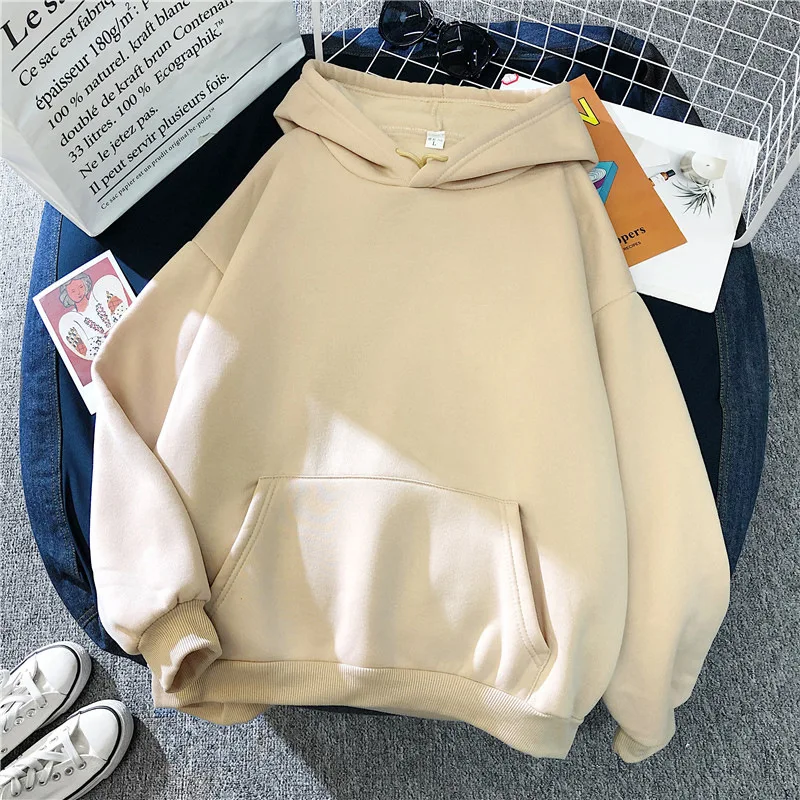 Frauen Mode Hoodie Mantel Frühling Herbst Langarm Pullover Rundhals Kleidung Lässige Einfarbig Streetwear