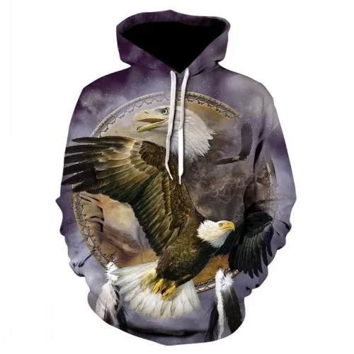 Modischer Kapuzenpullover mit Adler und amerikanischer Flagge