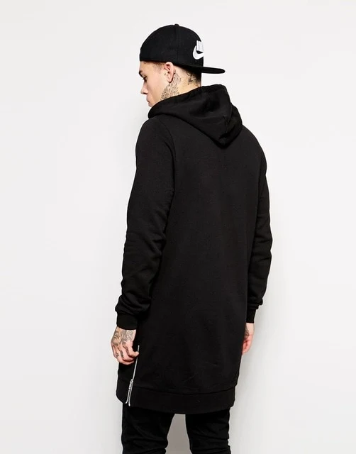 MENGD.GOS Black Longline Hoodie Herren