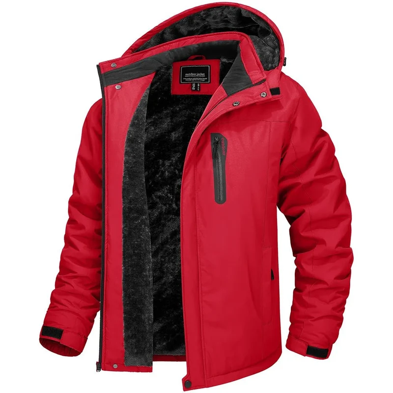 TACVASEN Winterfleecejacke Herren Wasserdicht Wandern Skifahren Outdoor Bergsteigen Windbreaker Parka