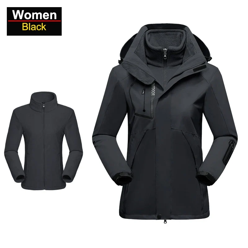 CHRLCK Dicke Wanderjacke aus Fleece, wasserdicht, für den Winter, Windjacke für Damen