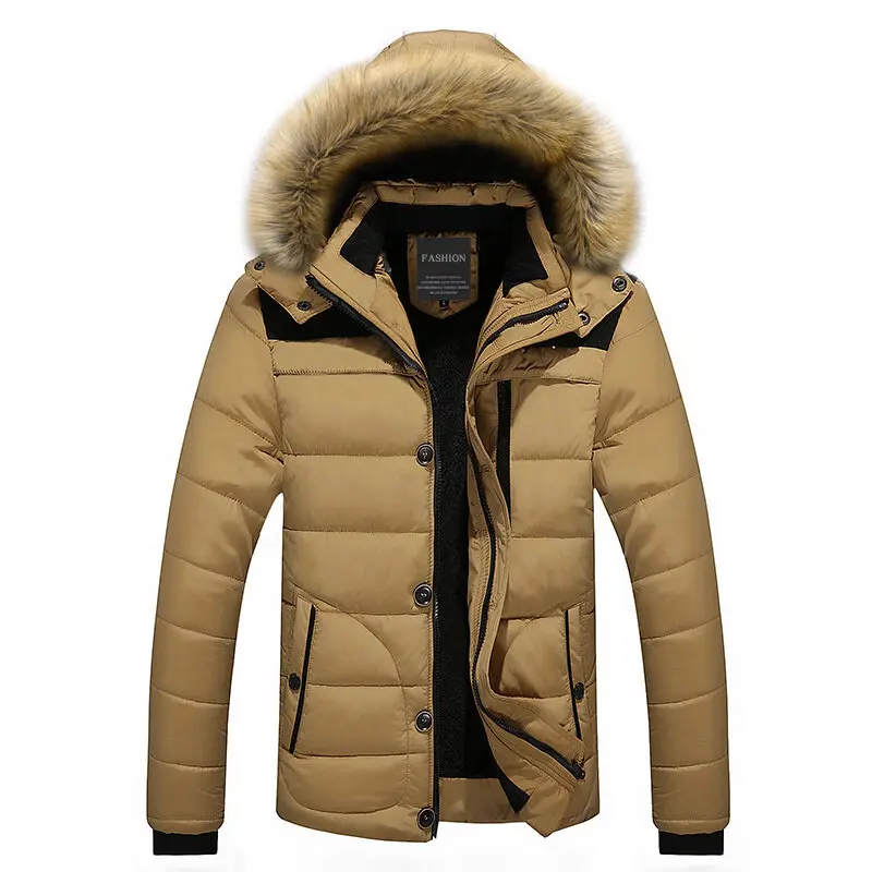 AEMAPE Herren Parka Daunenjacke mit Fellkapuze