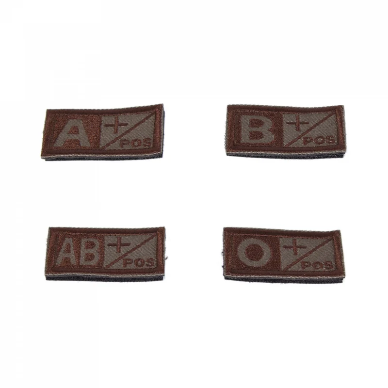 Gestickter Klett-Patch Blutgruppe A/B/AB/O+ Positiv 2 Stück im Set