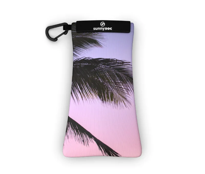 Sunnysoc SUNSET PALM Etui Brille Sonnenbrille Handy Tasche Schutzhülle Beutel Sack mit Karabinerhaken