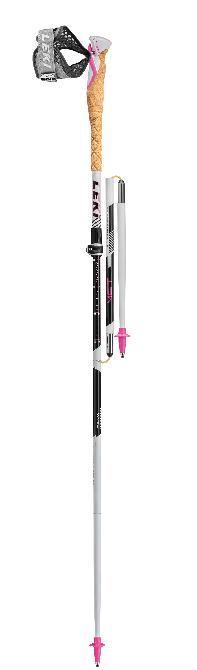 LEKI Stöcke MCT Vario TA Women Cross Trail 100-120cm weiß-schwarz-pink Trekking Wanderstöcke