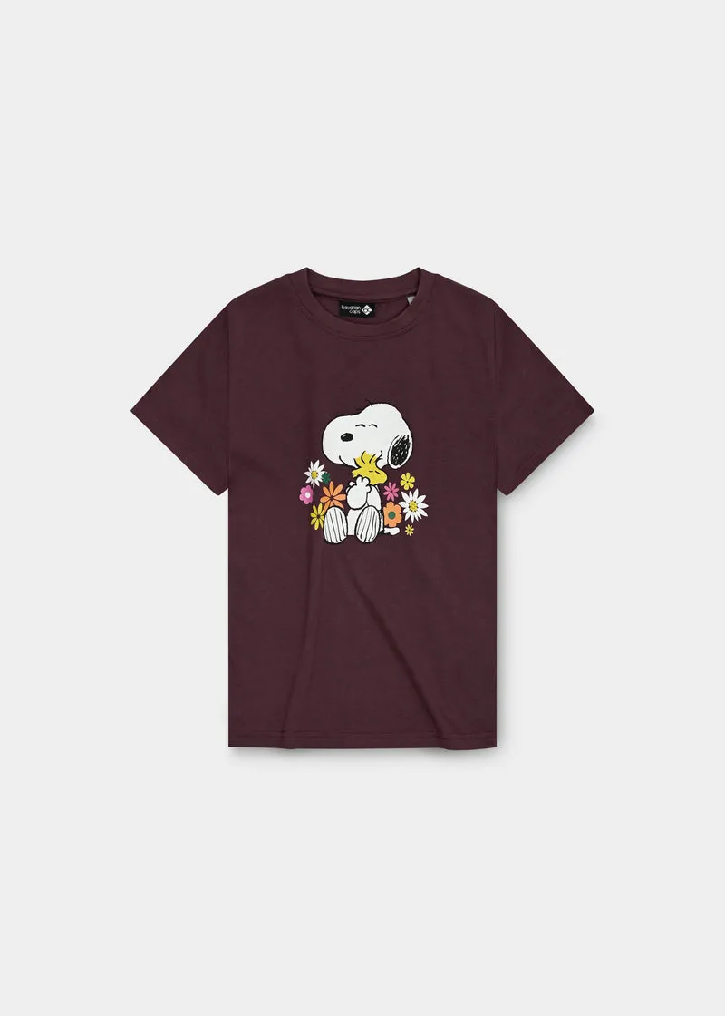 BAVARIAN CAPS Peanuts Kuschelalarm T-Shirt Dunkelrot