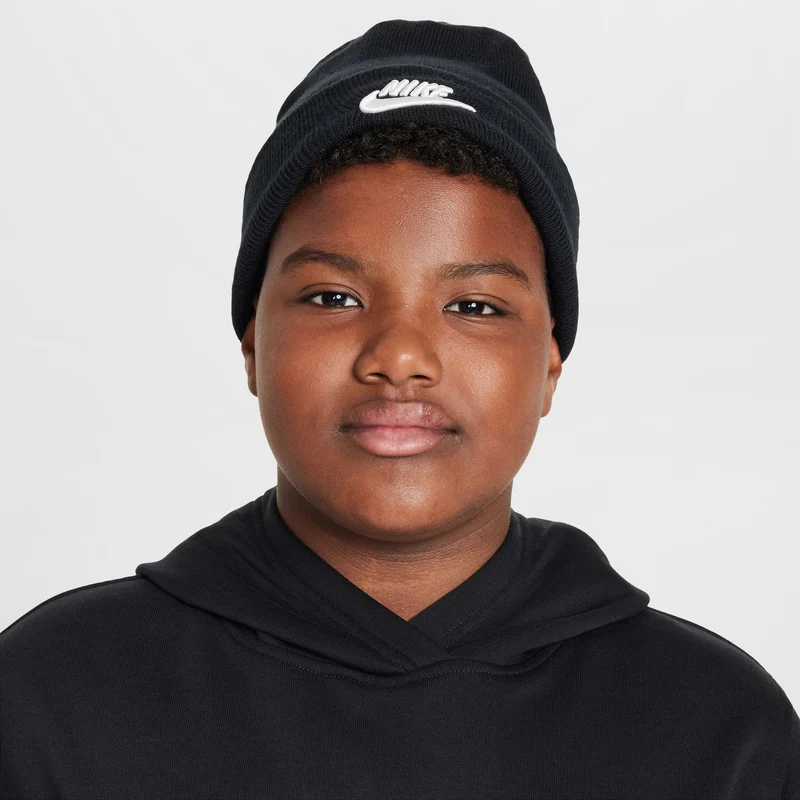 NIKE K NK PEAK BEANIE TC FUT Kinder Mütze Schwarz Weiß
